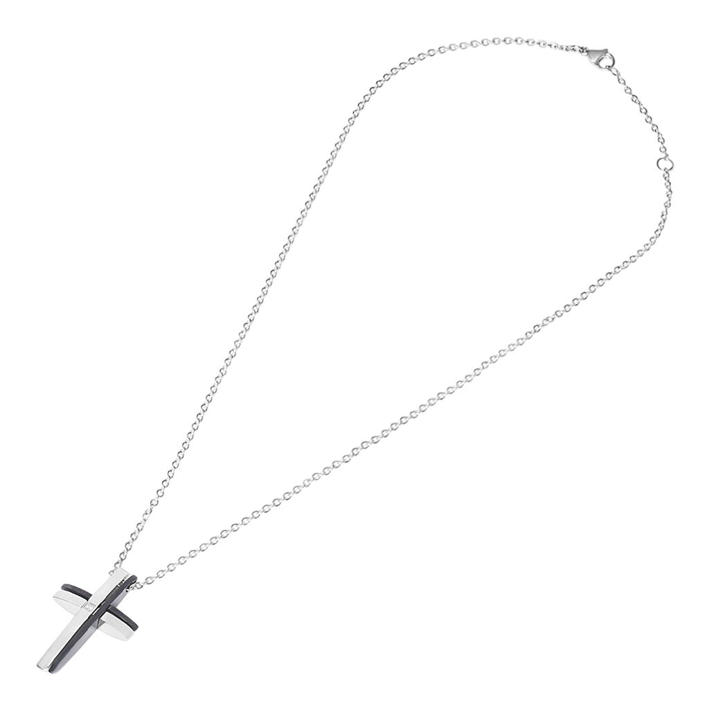 Collana Man Code Acciaio Bicolore Bianco / Nero Cristallo - Collane Uomo | Stroili