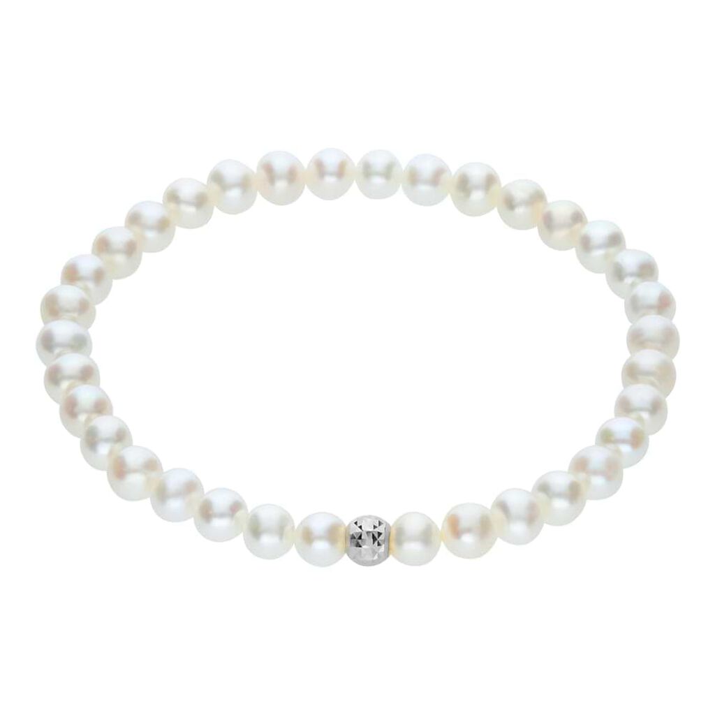 Bracciale Mon Petit Oro Bianco Perla D'Acqua Dolce