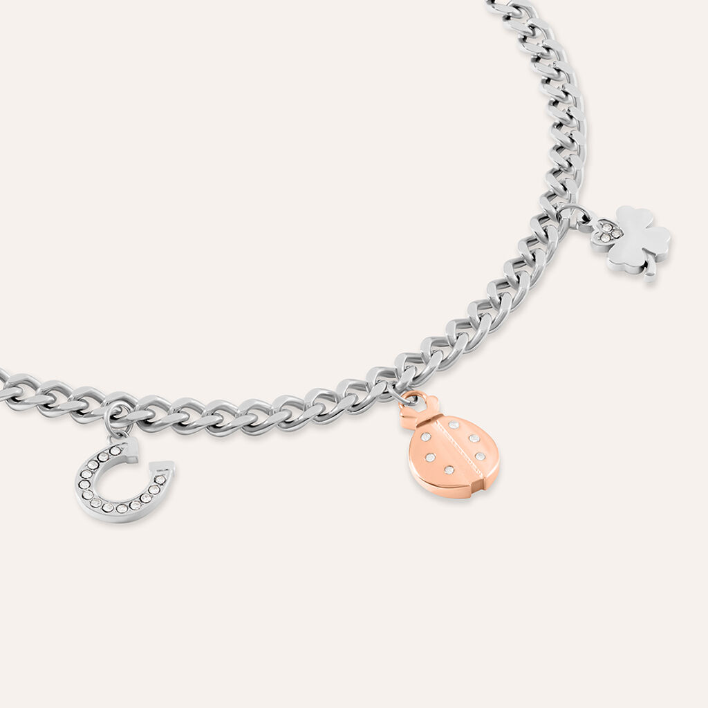 Bracciale Sunrise Acciaio Bicolore Bianco / Rosa Cristallo
