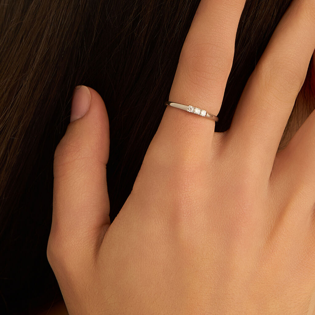 Anello Trilogy Grace Oro Bianco Diamante - Anelli con Pietre Donna | Stroili