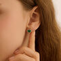Orecchini Lobo Beverly Oro Giallo Malachite Cubic Zirconia