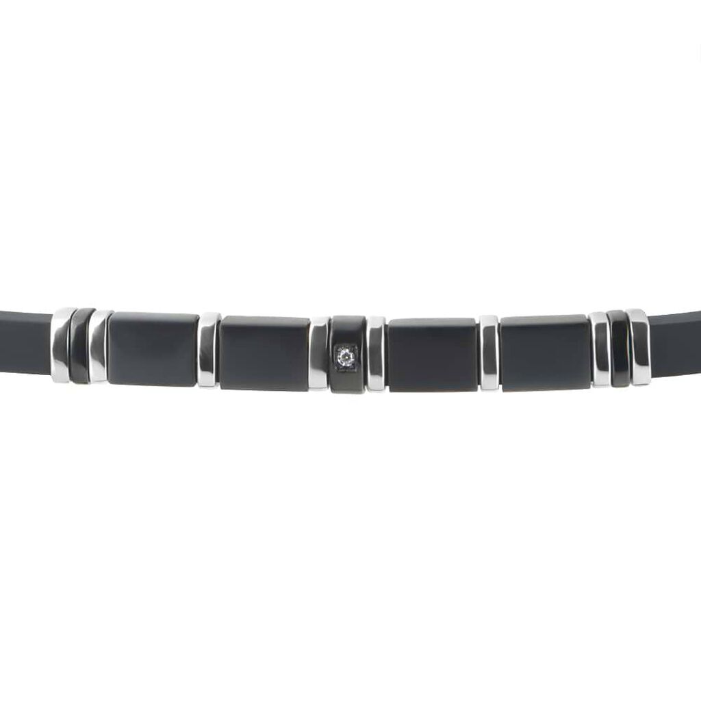 Bracciale Man Code Acciaio Bicolore Bianco / Nero Cubic Zirconia - Bracciali Uomo | Stroili