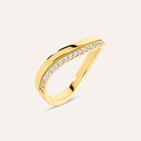 Anello Fantasia Desideria Argento Nobile Dorato Cubic Zirconia - Anelli con Pietre Donna | Stroili