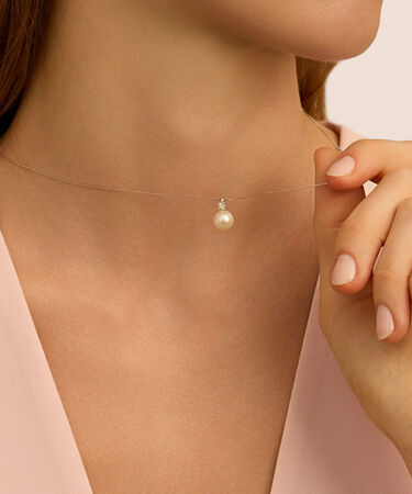 Collana Gold Pearls Oro Bianco Perla D'Acqua Dolce Diamante