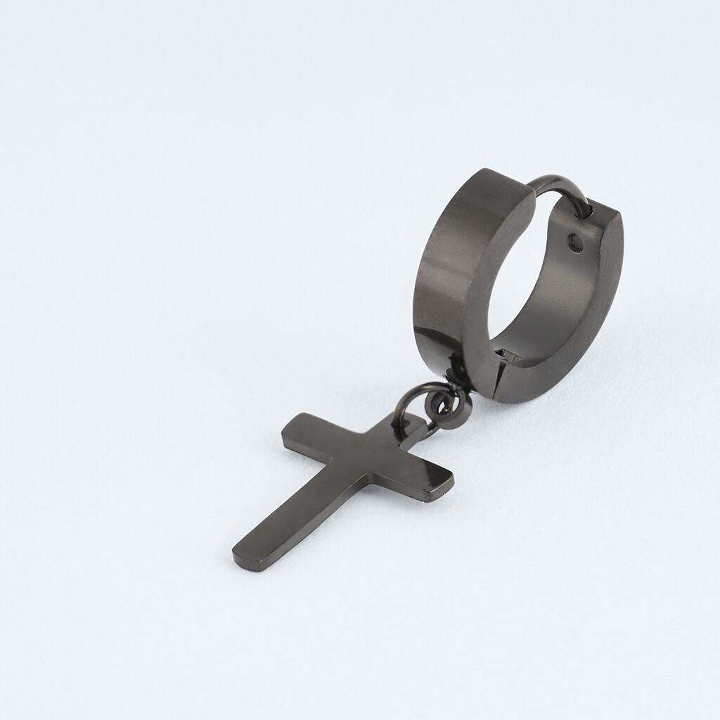 Orecchini A Cerchio Man Code Acciaio Nero