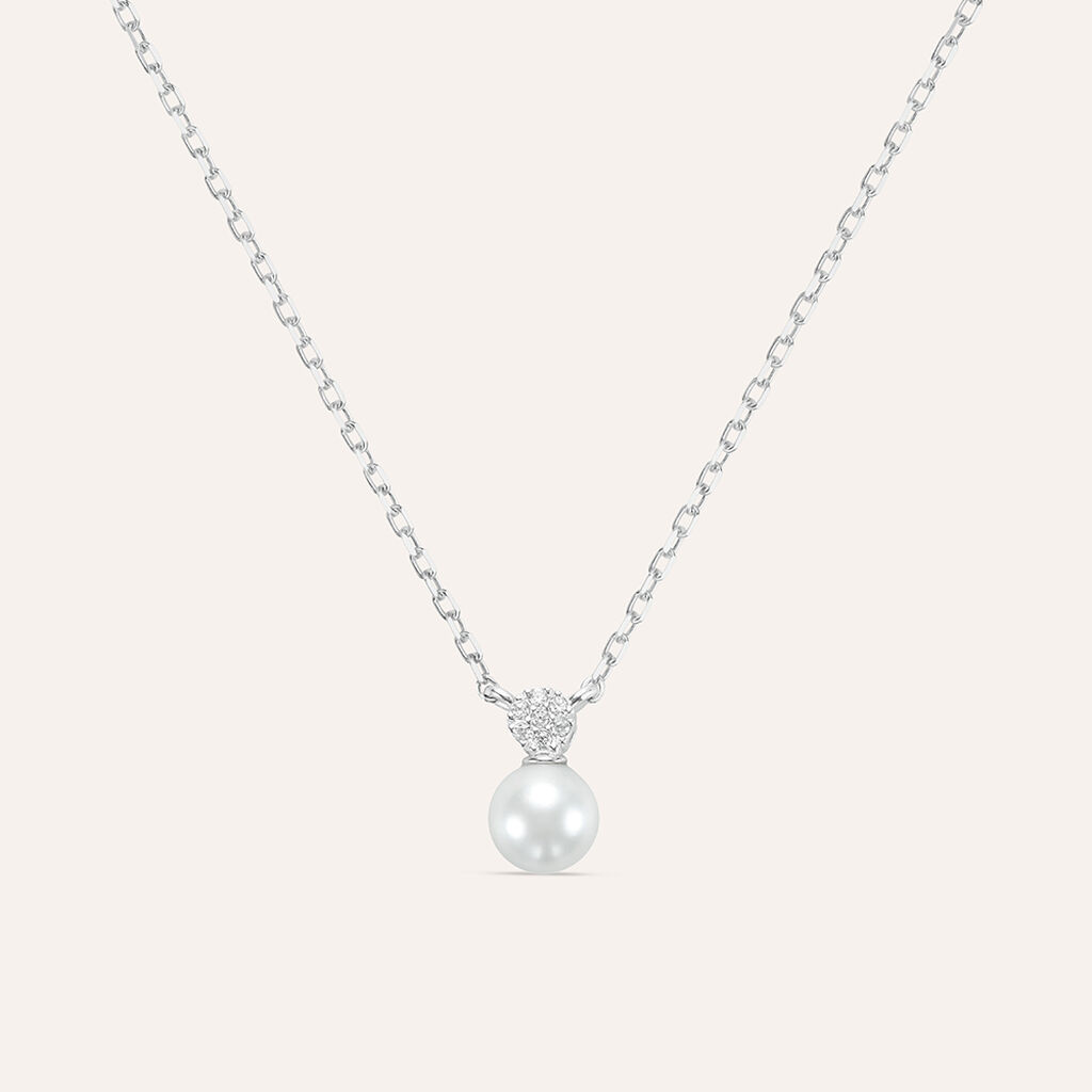 Collana Silver Pearls Argento Rodiato Perla sintentica Cubic Zirconia