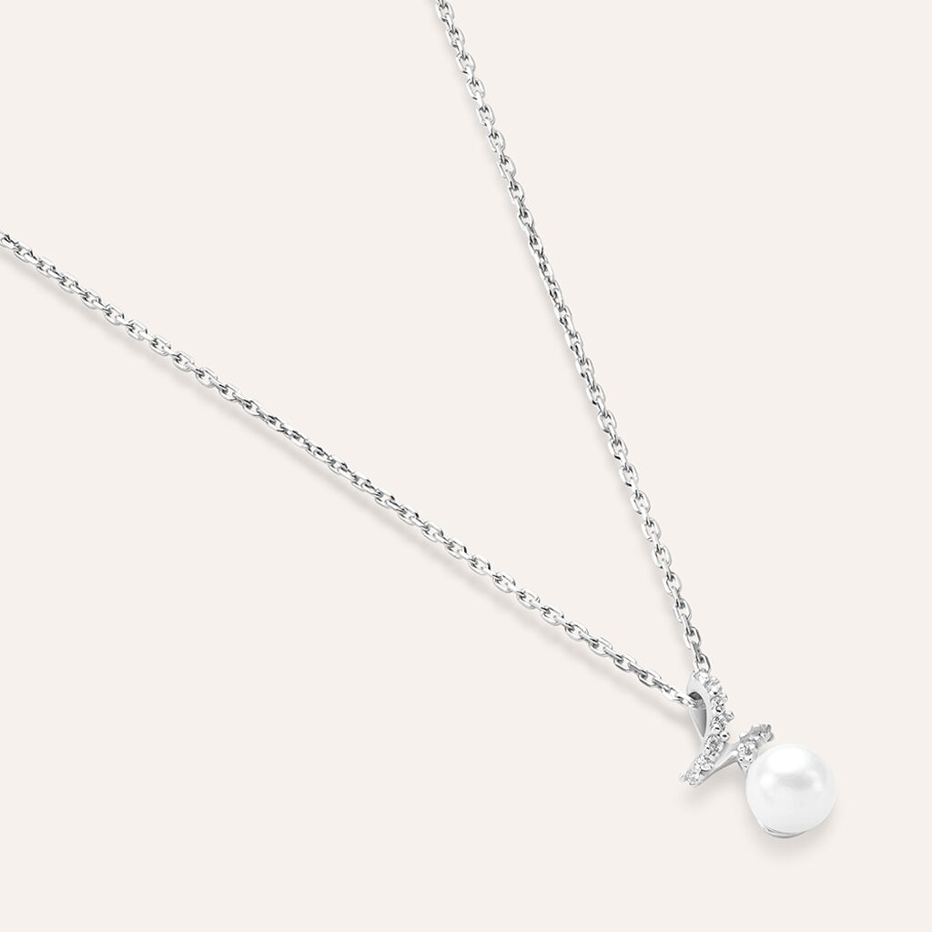 Collana Silver Pearls Argento Rodiato Perla sintentica Cubic Zirconia