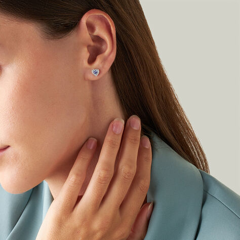 Orecchini Lobo Jasmine Oro Bianco Tanzanite Diamante - Orecchini a Lobo Donna | Stroili