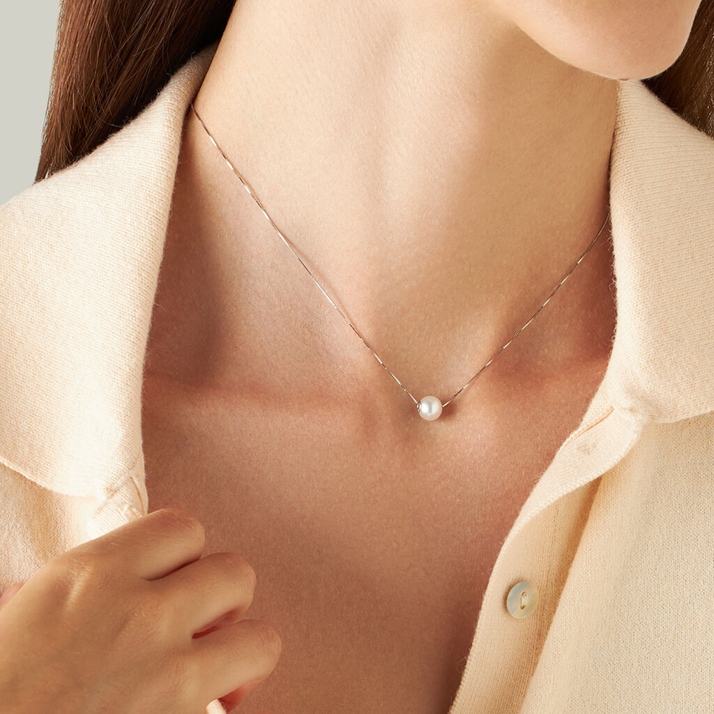 Collana Gabrielle Oro Bianco Perla D'Acqua Dolce - Collane Donna | Stroili