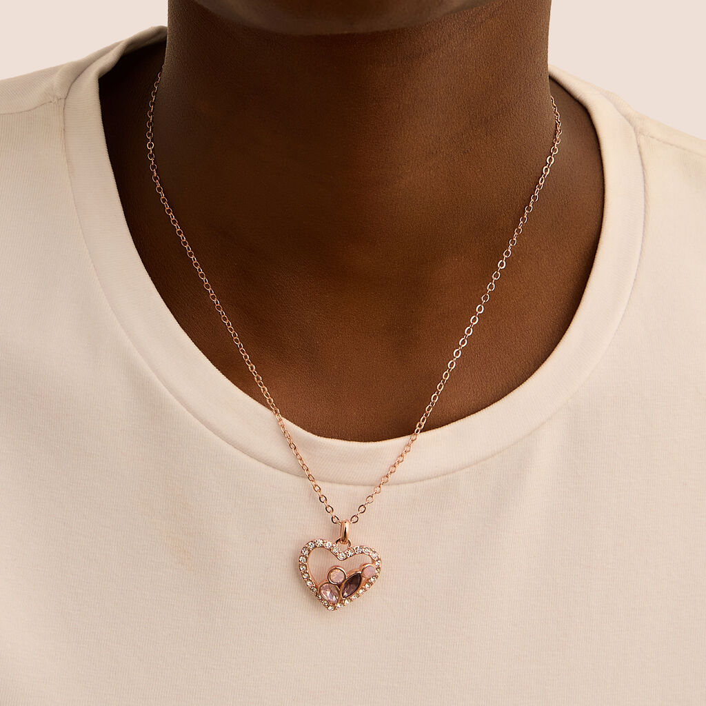 Collana Violet Ottone Rosa Cristallo