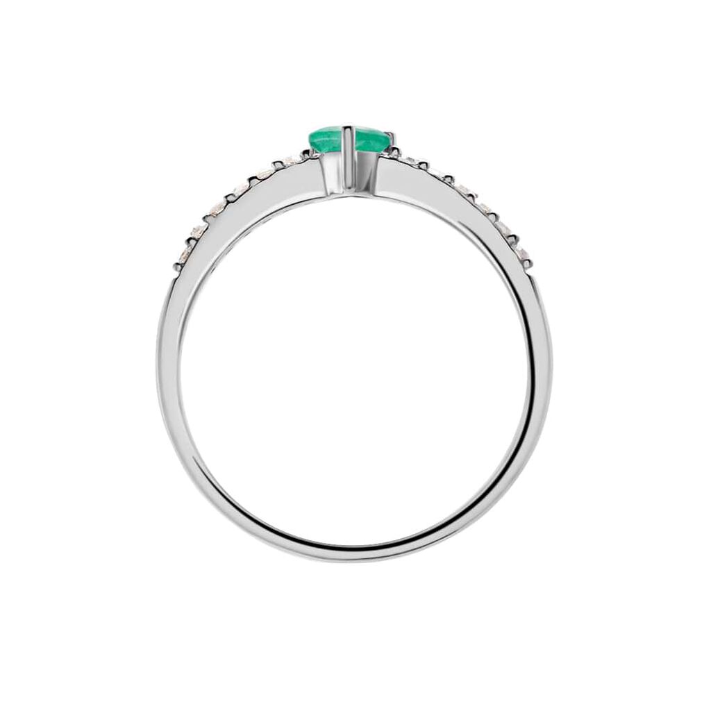 Anello Solitario Charlotte Oro Bianco Smeraldo Diamante - Anelli con Pietre Donna | Stroili