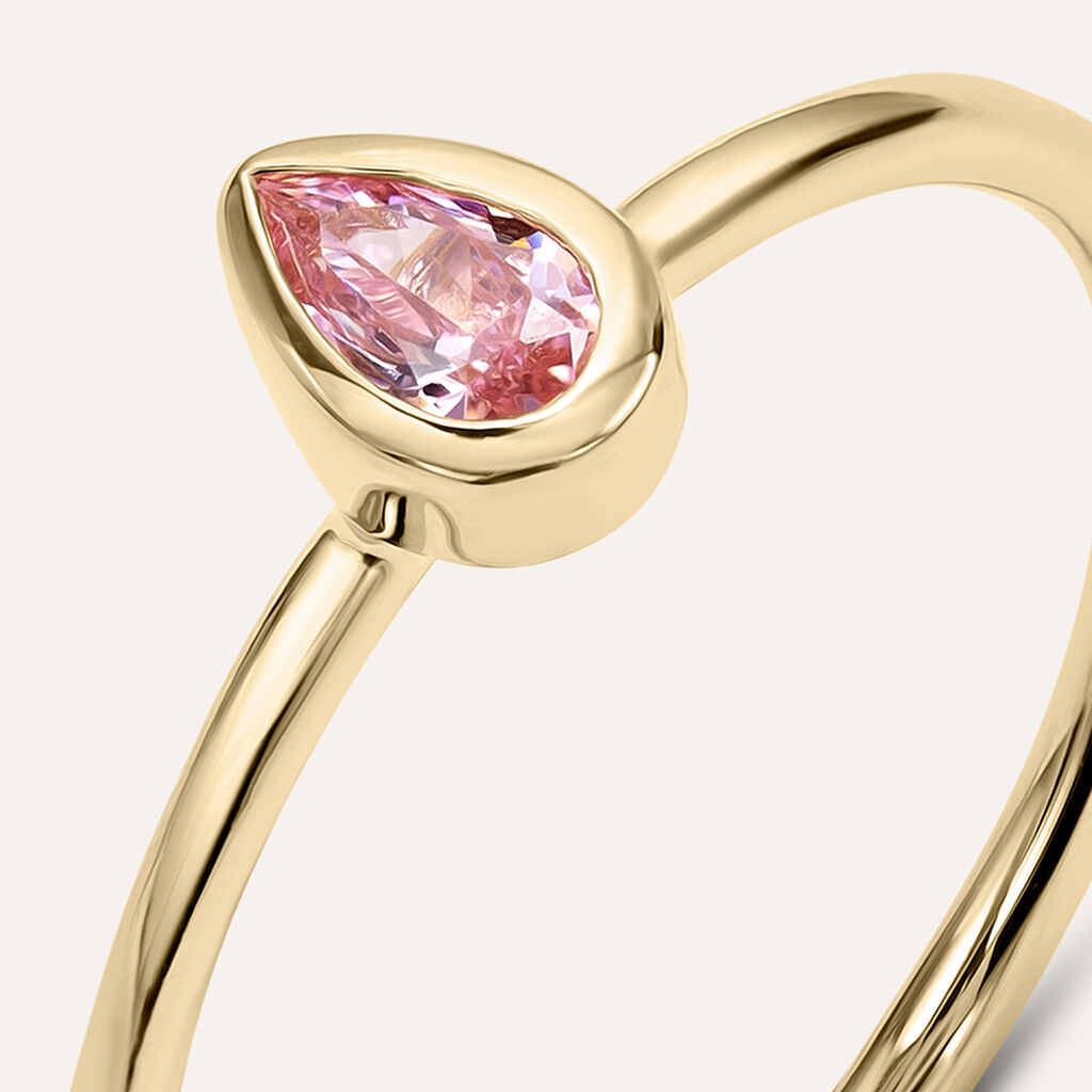 Anello Solitario Golden Dream Placcato Oro Giallo Cristallo