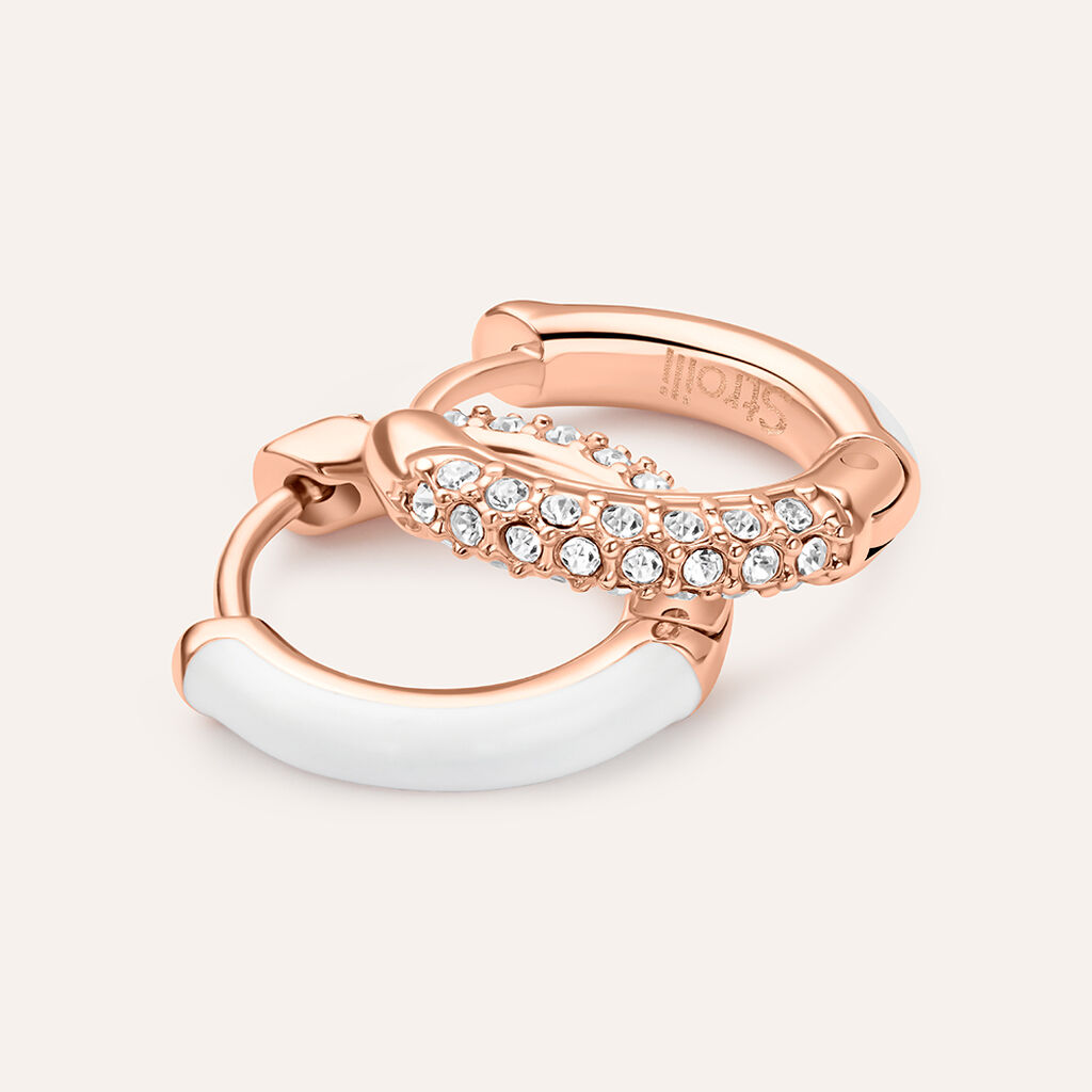 Orecchini A Cerchio Lady Sweet Acciaio Rosa Cristallo - Orecchini a Cerchio Donna | Stroili