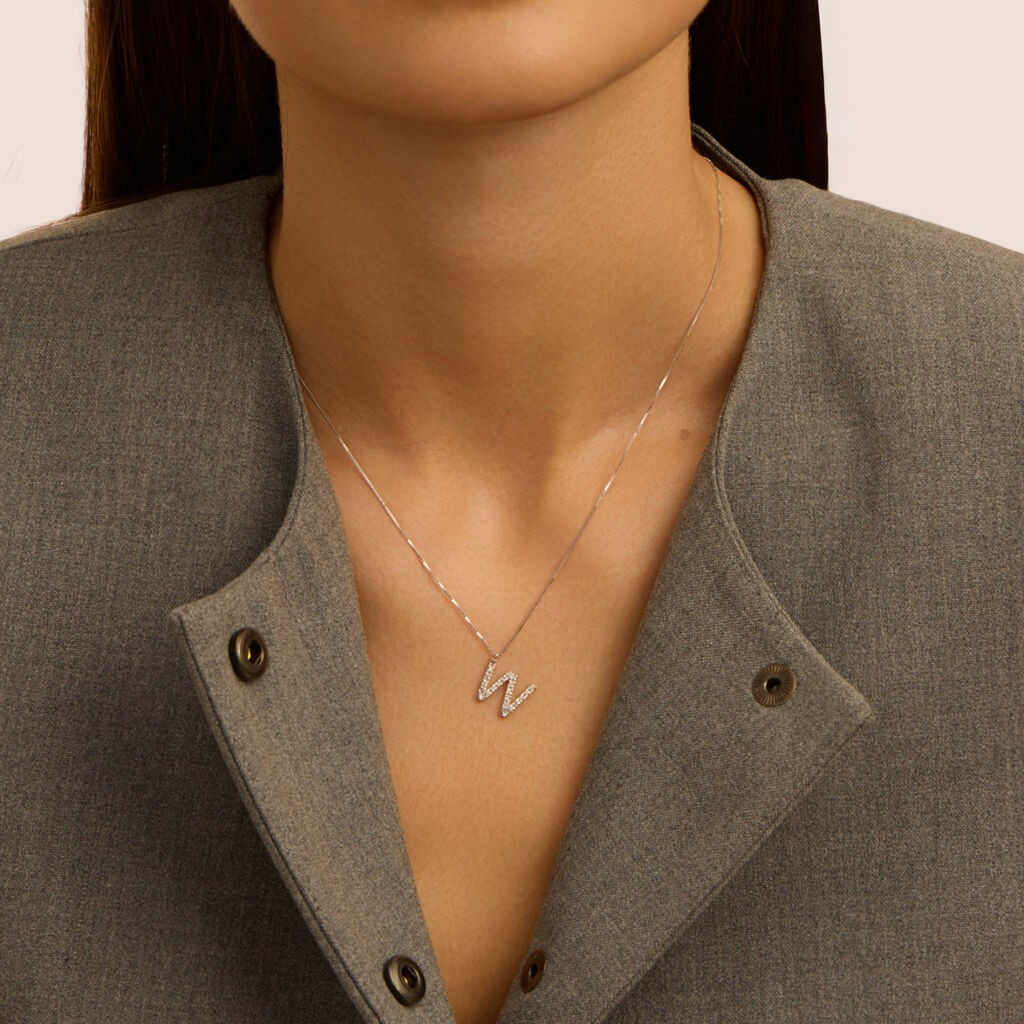 Collana Diamond Letters Oro Bianco Diamante