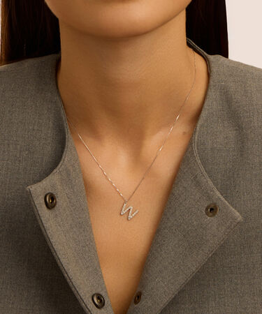 Collana Diamond Letters Oro Bianco Diamante