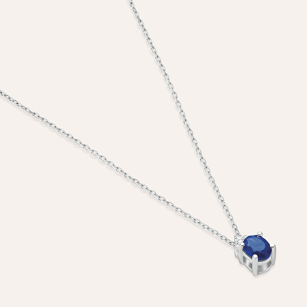 Collana Punto Luce Elizabeth Crown Oro Bianco Zaffiro Diamante - Collane Punto Luce Donna | Stroili