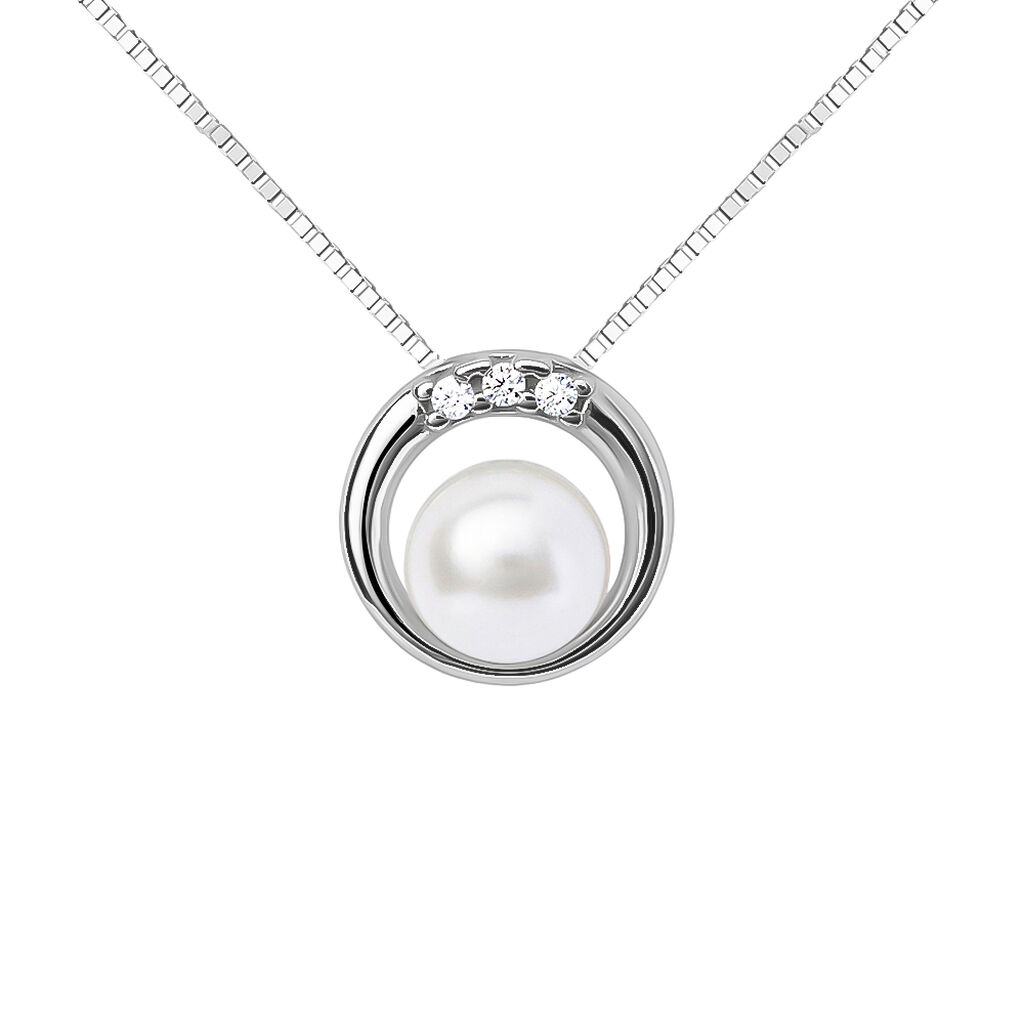 Collana Gabrielle Oro Bianco Perla D'Acqua Dolce Cubic Zirconia - Collane Donna | Stroili