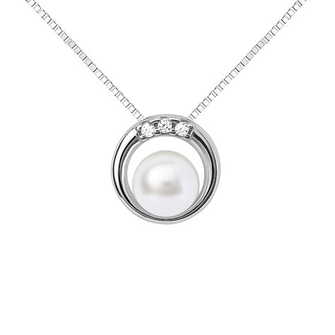 Collana Gabrielle Oro Bianco Perla D'Acqua Dolce Cubic Zirconia - Collane Donna | Stroili