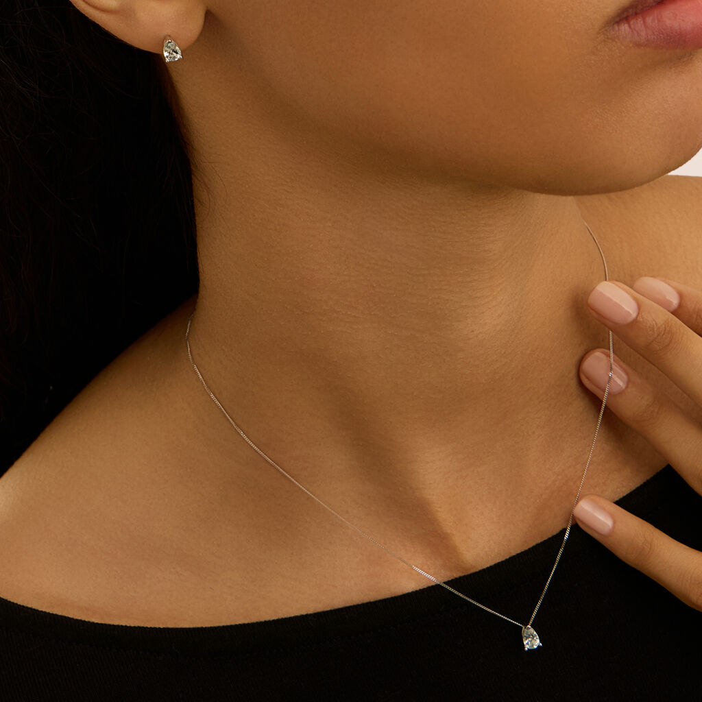 Orecchini Lobo Punto Luce Acquamarina Oro Bianco Acquamarina