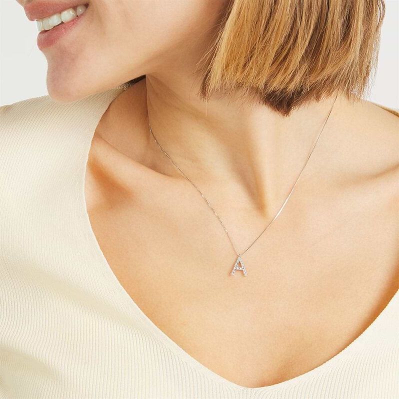 Collana Diamond Letters Oro Bianco Diamante - Collane Donna | Stroili