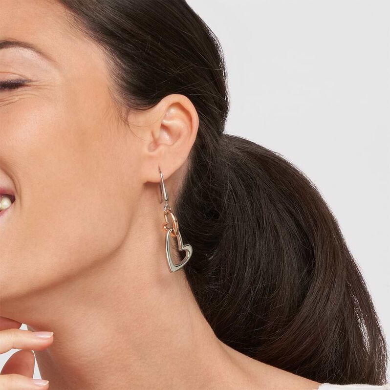 Orecchini Pendenti Lady Code Acciaio Bicolore Bianco / Rosa - Orecchini Pendenti Donna | Stroili