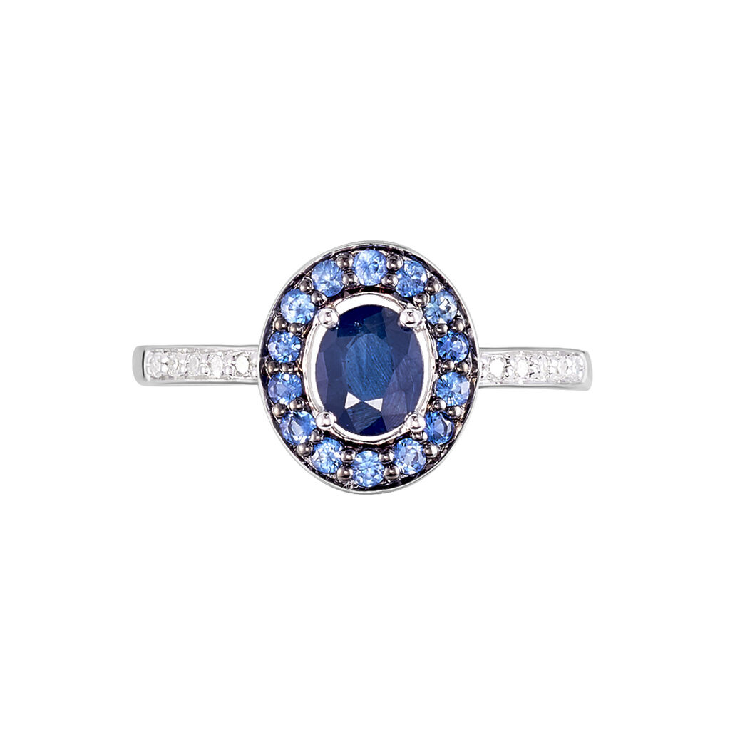 Anello Charlotte Oro Bianco Zaffiro Diamante - Anelli con Pietre Donna | Stroili