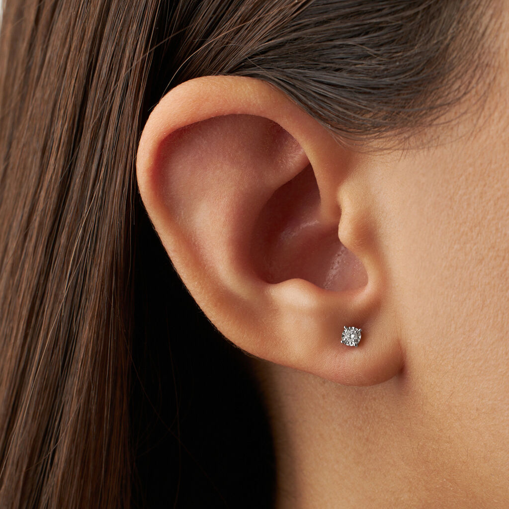 Orecchini Lobo Punto Luce Diamotion Oro Bianco Diamante