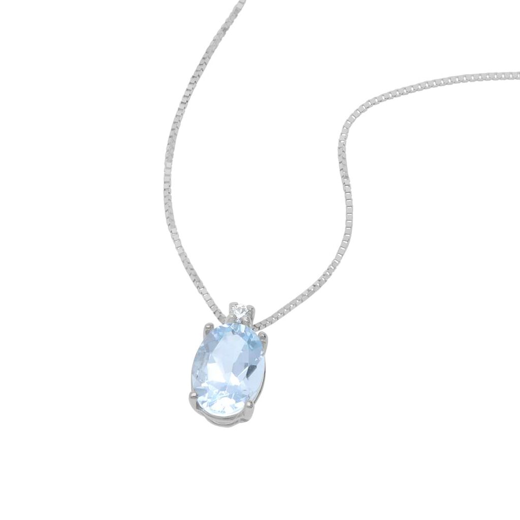 Collana Punto Luce Acquamarina Oro Bianco Acquamarina Diamante