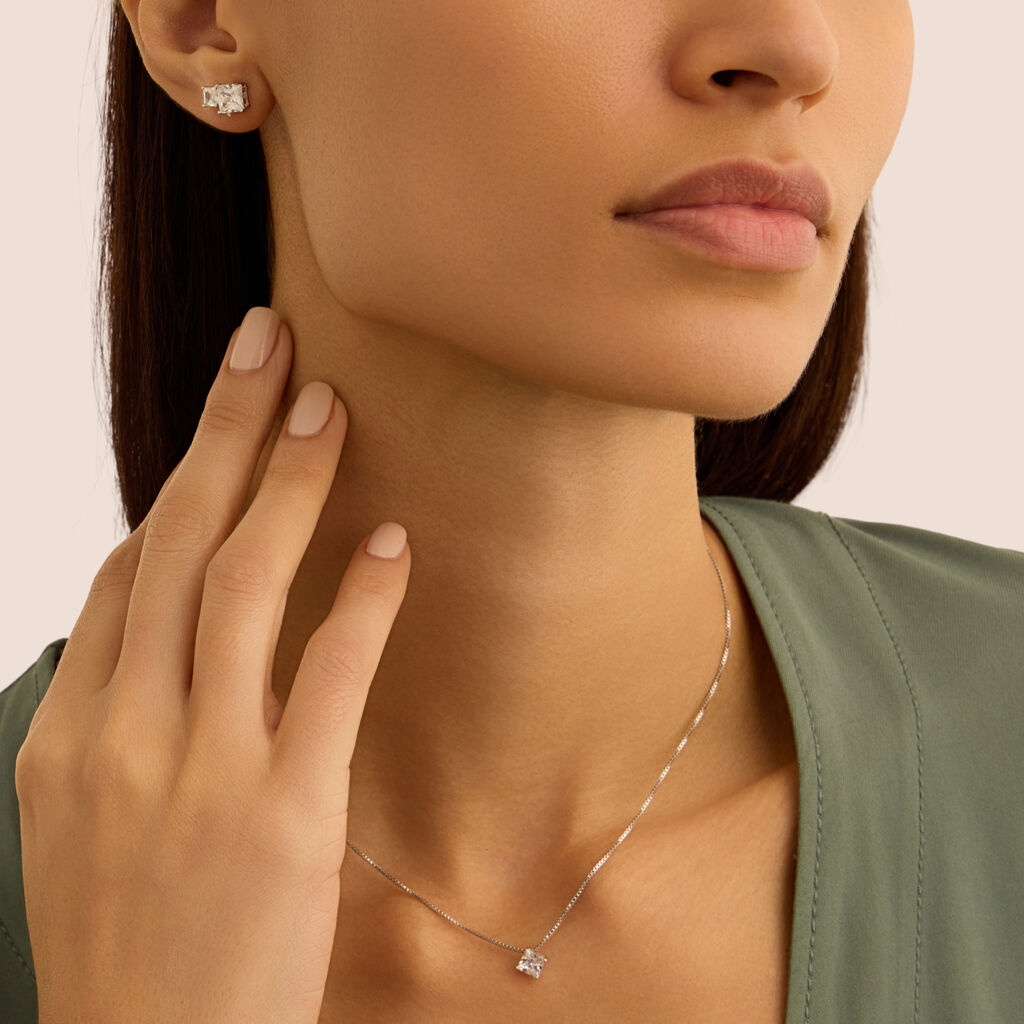 Orecchini Lobo Punto Luce Silver Elegance Argento Rodiato Cubic Zirconia