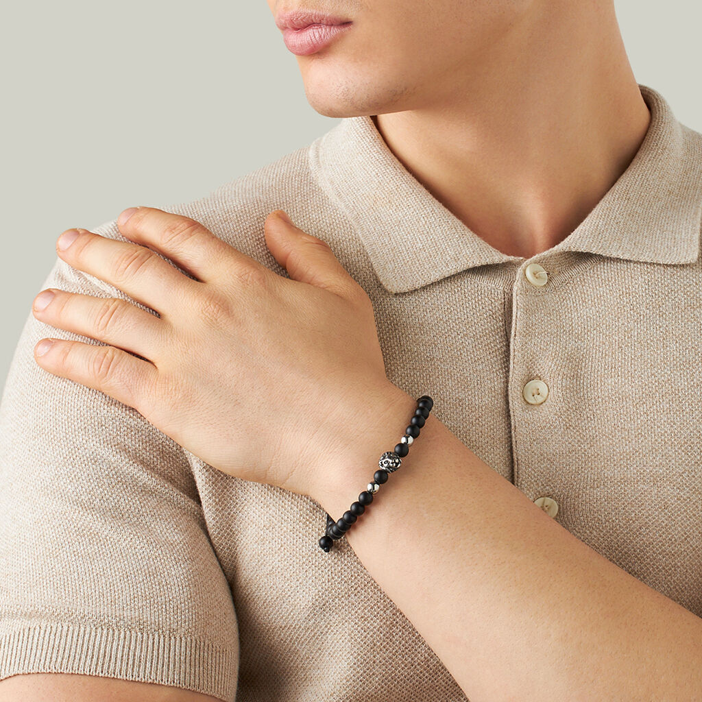 Bracciale Man Code Acciaio Bicolore Bianco / Nero Onice - Bracciali Uomo | Stroili