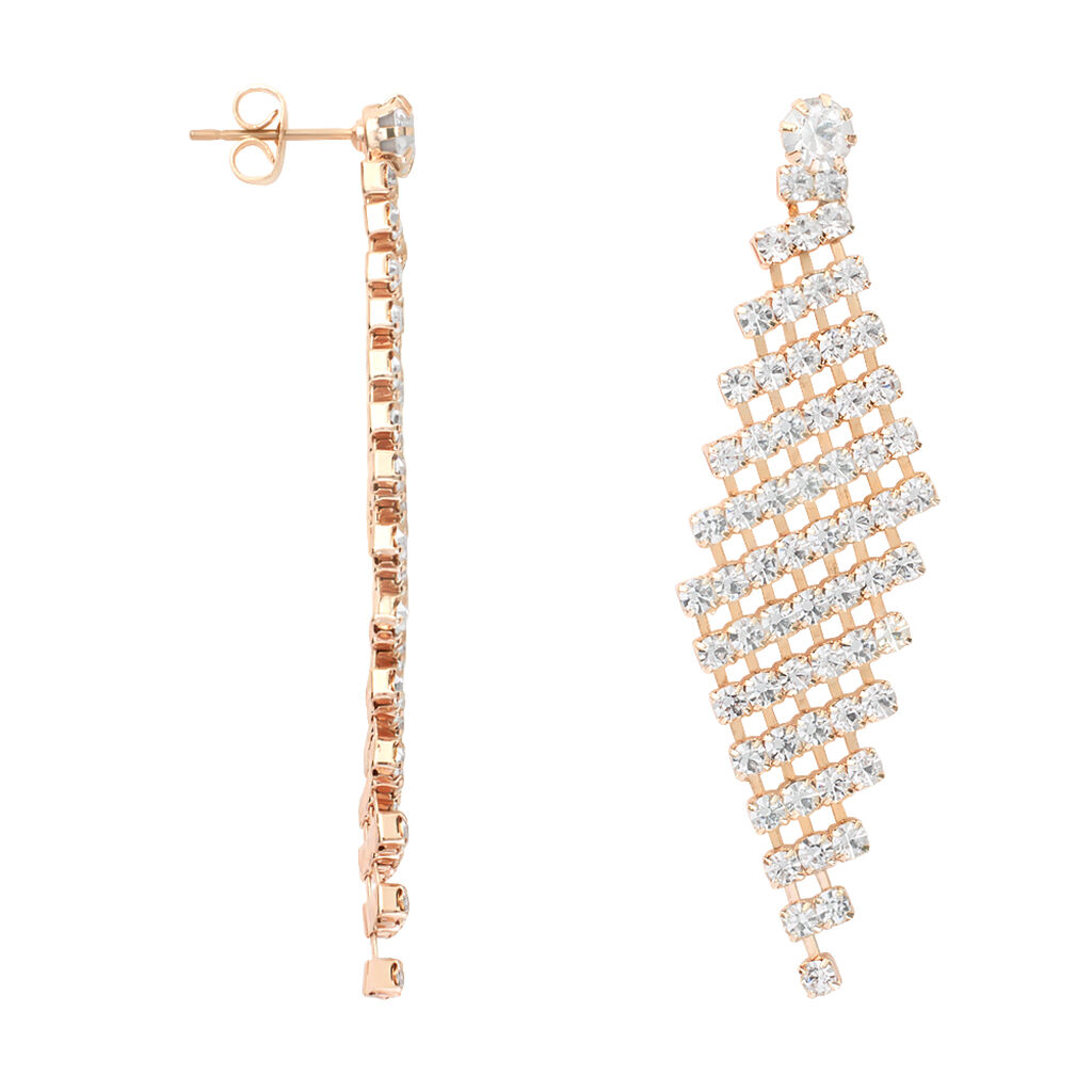 Orecchini Pendenti Romantic Shine Metallo Rosa Cristallo - Orecchini Pendenti Donna | Stroili
