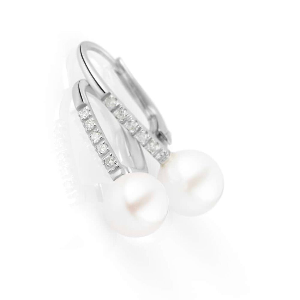 Orecchini Pendenti Gold Pearls Oro Bianco Perla D'Acqua Dolce Diamante - Orecchini Pendenti Donna | Stroili