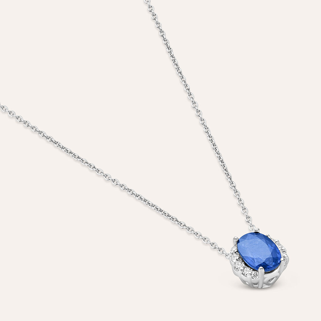 Collana Punto Luce Elizabeth Crown Oro Bianco Zaffiro Diamante