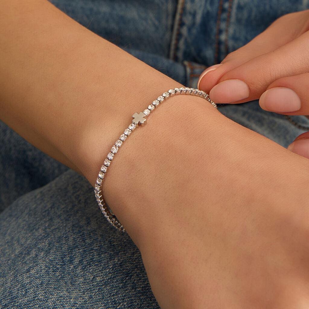 Bracciale Tennis Romantic Shine Metallo Cristallo - Bracciali Tennis Donna | Stroili