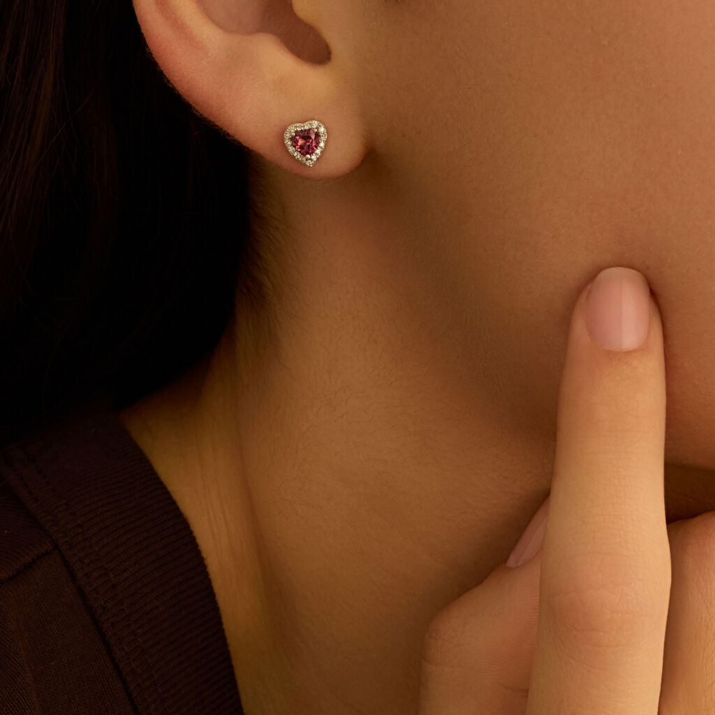 Orecchini Lobo Jasmine Oro Bianco Rodolite Diamante