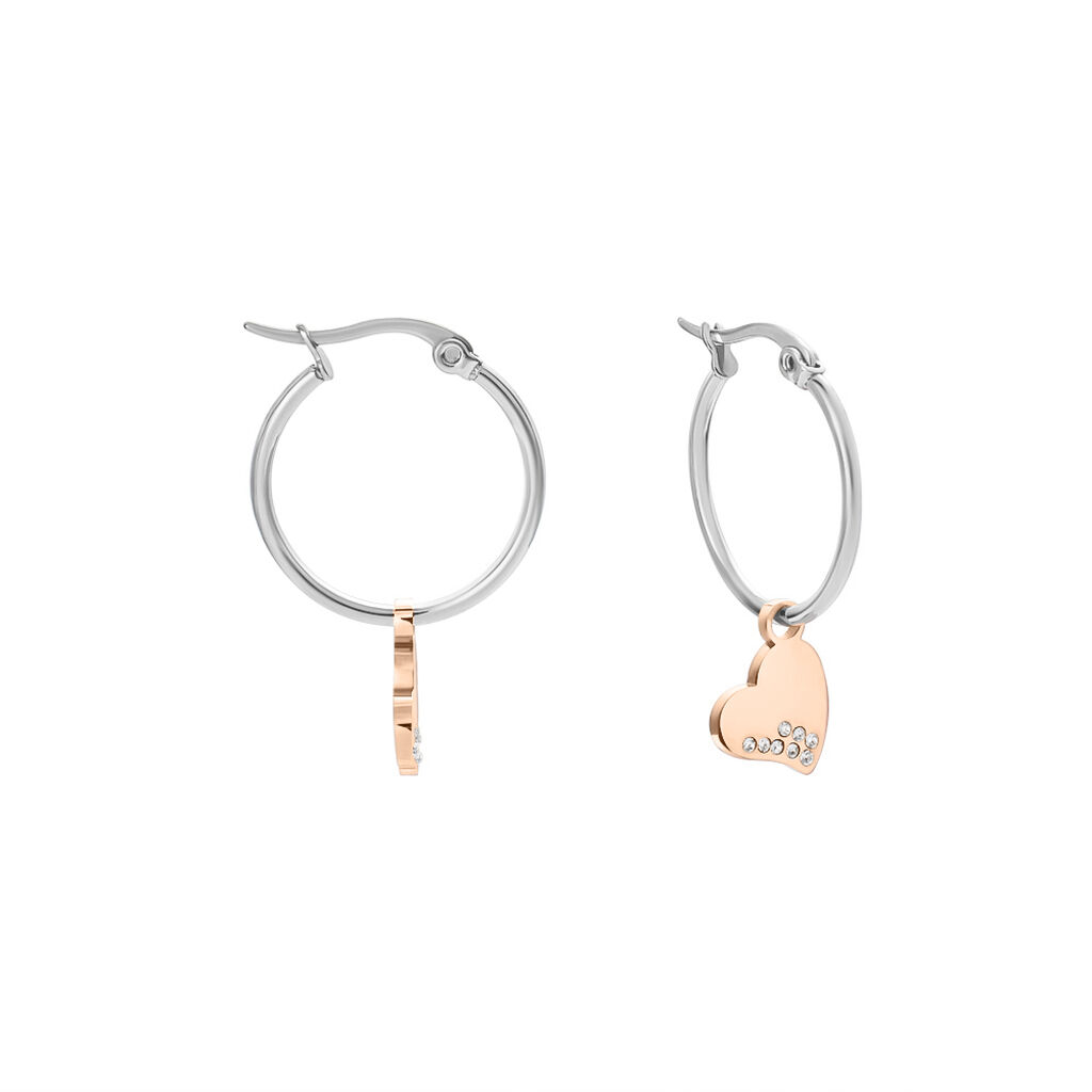 Orecchini A Cerchio Lady Chic Acciaio Bicolore Bianco / Rosa Cristallo - Orecchini a Cerchio Donna | Stroili