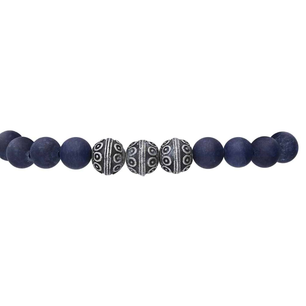 Bracciale elastico con pietre rotonde blu e acciaio