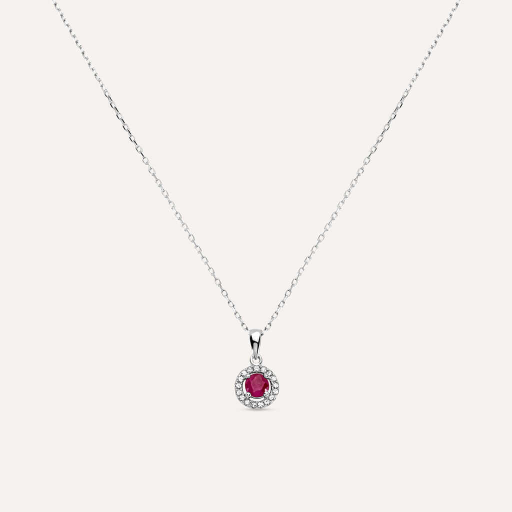 Collana Punto Luce Charlotte Oro Bianco Rubino Diamante