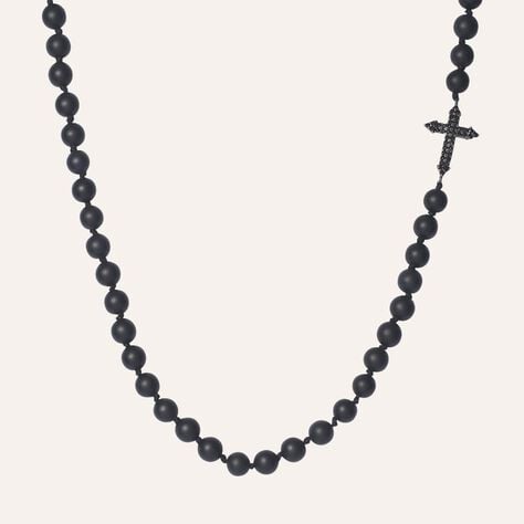 Collana Man Code Metallo Nero Cubic Zirconia Agata Nera - Collane Uomo | Stroili