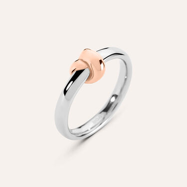 Anello Fantasia Sunrise Acciaio Bicolore Bianco / Rosa