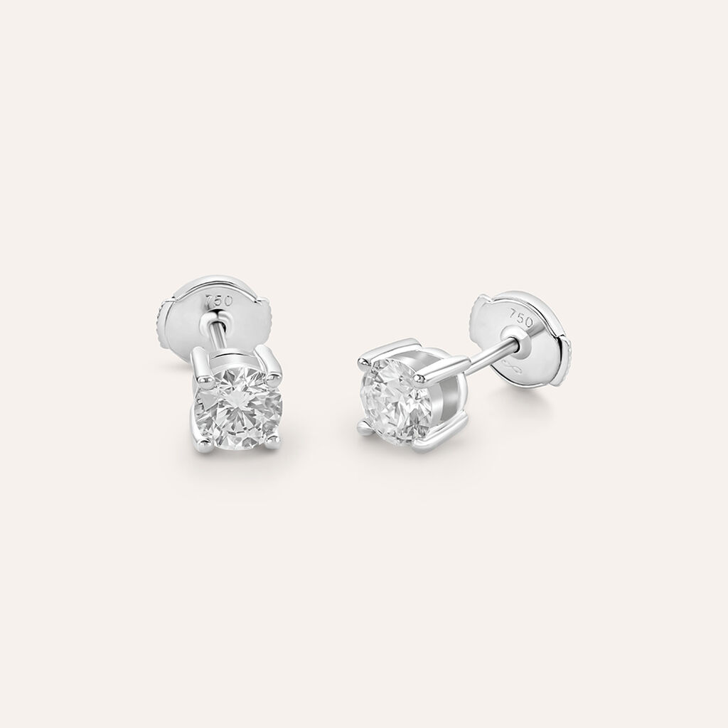Orecchini Lobo Punto Luce Diamade Oro Bianco Diamante Lab-Grown - Orecchini a Lobo Donna | Stroili
