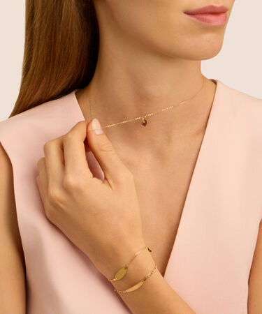 Collana Am&eacute;lie Oro Giallo Granato Mozambico