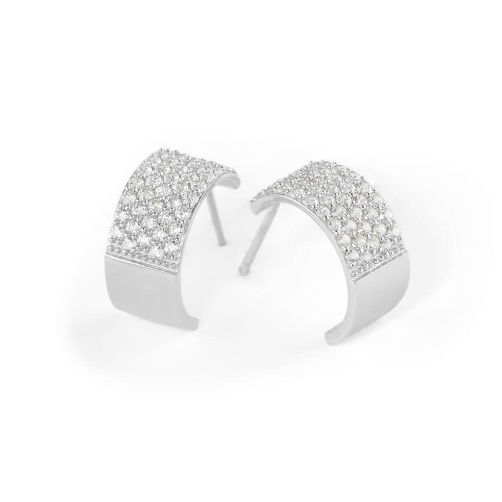 Orecchini Lobo Claire Oro Bianco Cubic Zirconia - Orecchini a Lobo Donna | Stroili