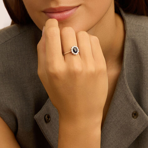 Anello Solitario Kate Elizabeth Crown Oro Bianco Zaffiro Diamante - Anelli con Pietre Donna | Stroili