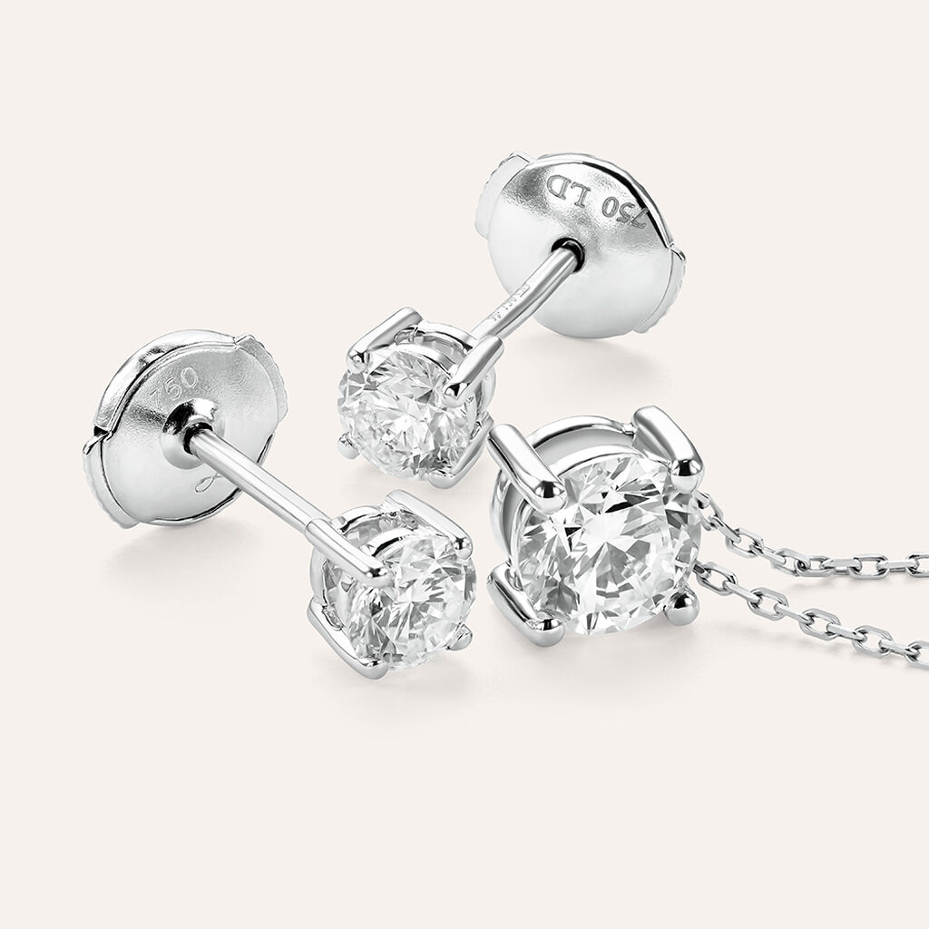 Orecchini Lobo Punto Luce Diamade Oro Bianco Diamante Lab-Grown