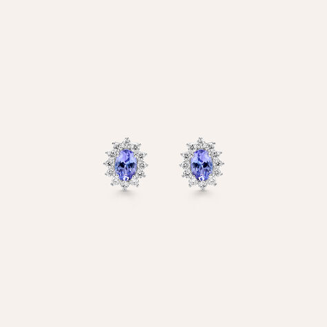 Orecchini Lobo Jasmine Oro Bianco Tanzanite Diamante - Orecchini a Lobo Donna | Stroili