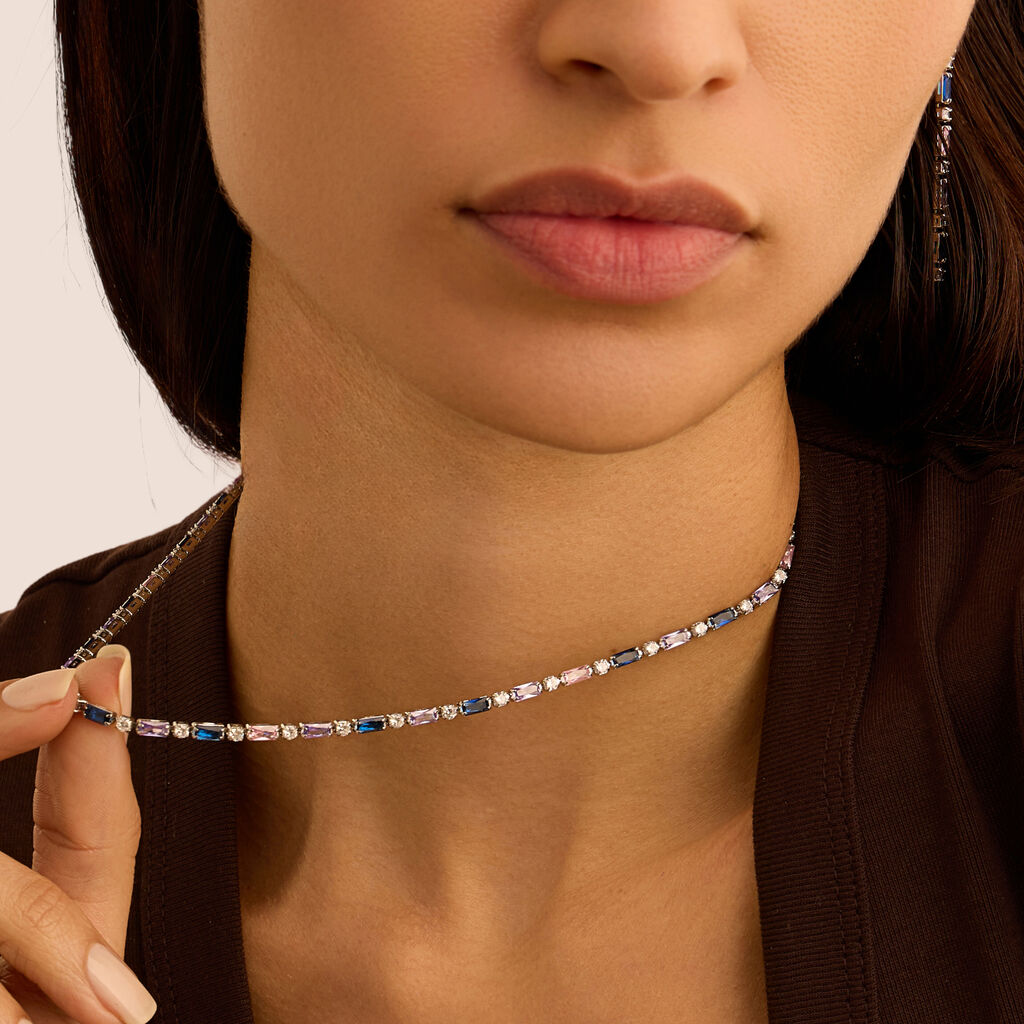 Collana Tennis Romantic Shine Ottone Cristallo