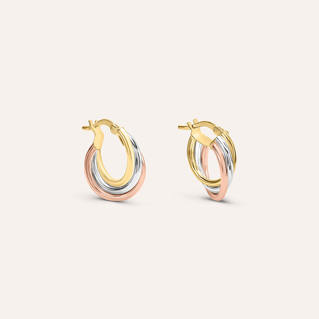 Orecchini A Cerchio Toujours Oro Tricolore - Orecchini a Cerchio Donna | Stroili