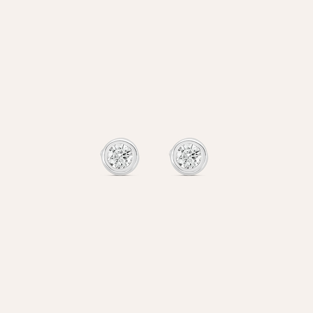 Orecchini Lobo Punto Luce Claire Oro Bianco Cubic Zirconia - Orecchini a Lobo Donna | Stroili