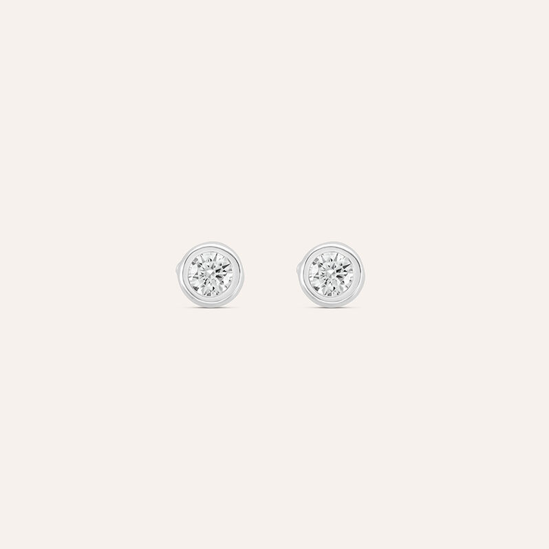 Orecchini Lobo Punto Luce Claire Oro Bianco Cubic Zirconia - Orecchini a Lobo Donna | Stroili